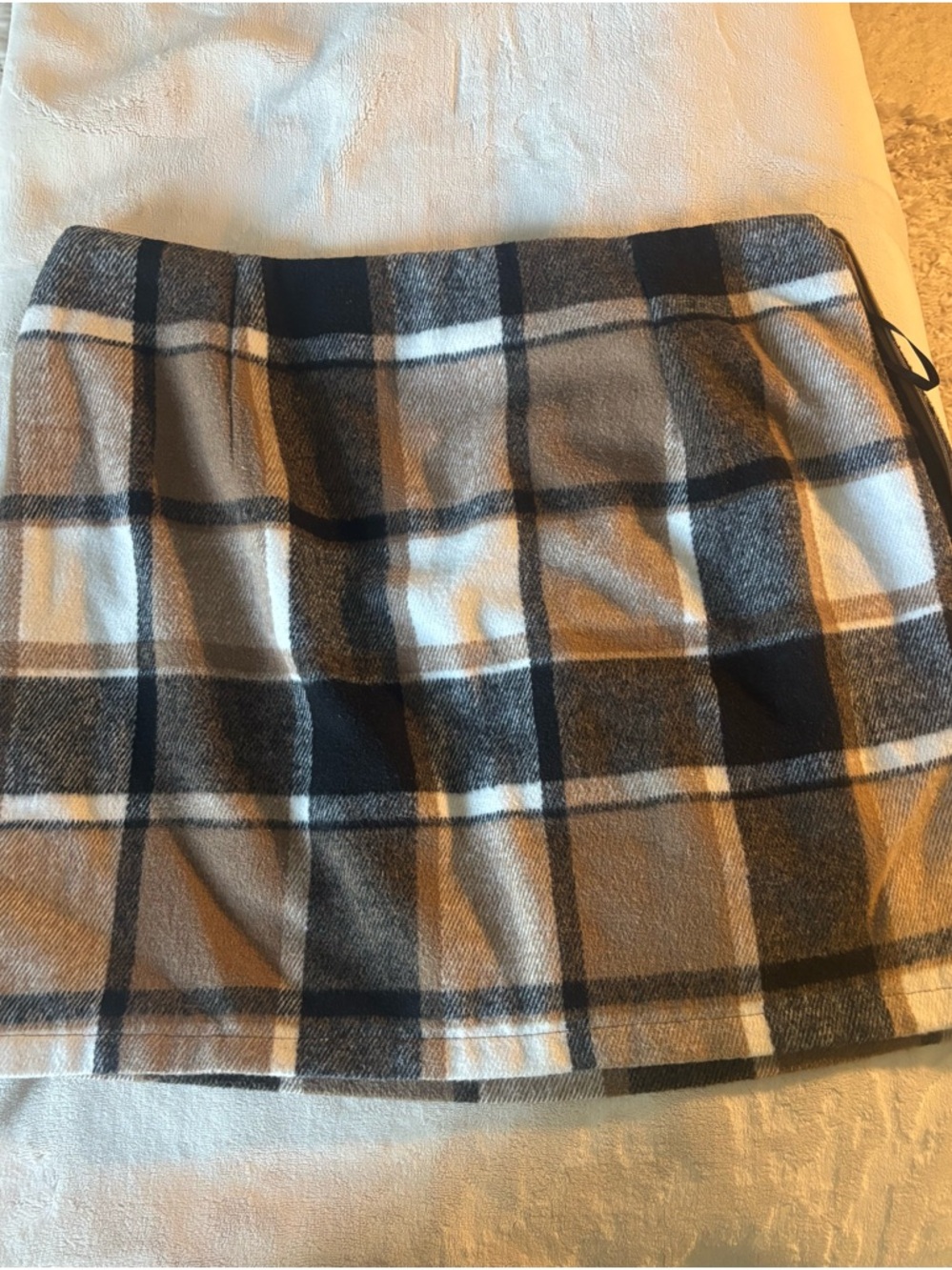 Plaid Mini Skirt in Black and Gray